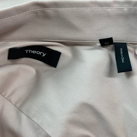 THEORY Size M Pink Cotton Blend Long Sleeve Shirt