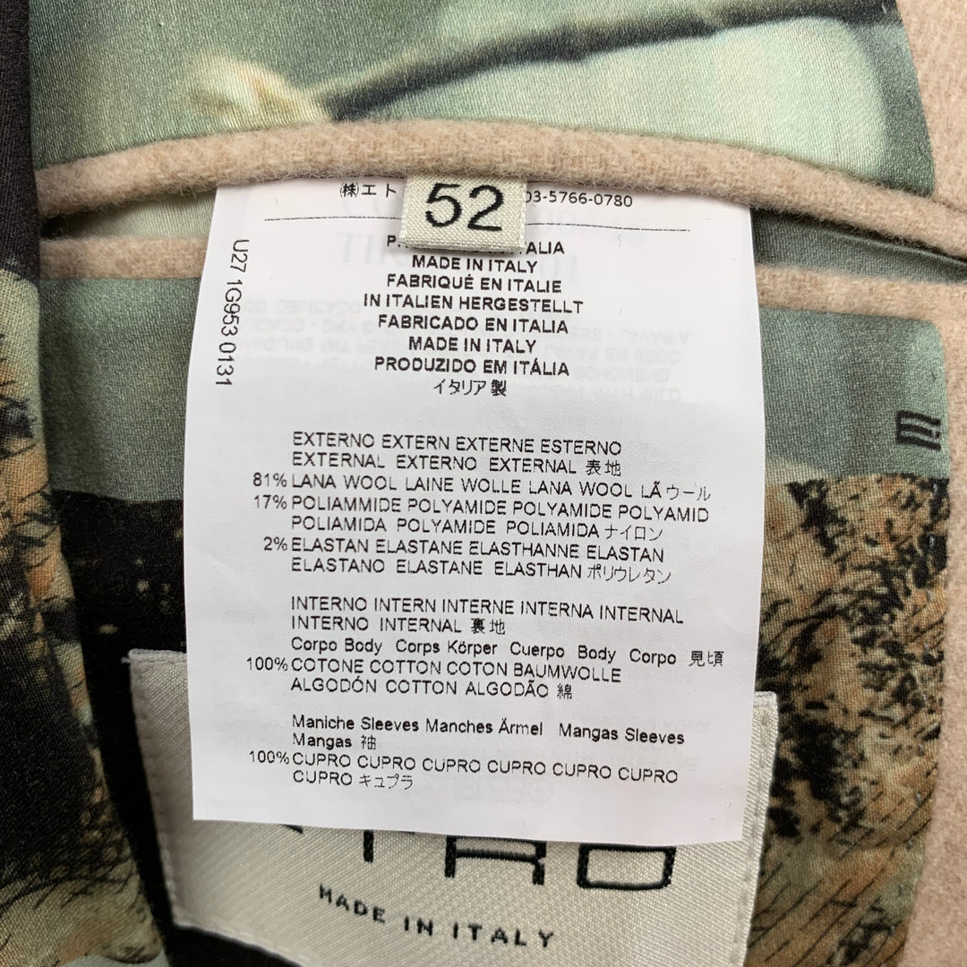 ETRO Size 42 Beige Heather Wool Blend Notch Lapel Sport Coat