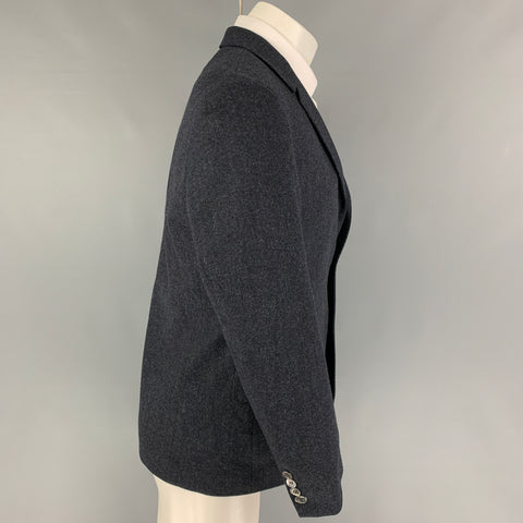 PAUL SMITH The Abbey Taille 40 Manteau de sport en laine et cachemire chiné bleu marine régulier