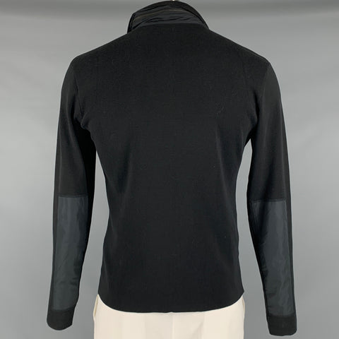 RALPH LAUREN Size XL Black Mixed Fabrics Silk Blend Half Zip Pullover