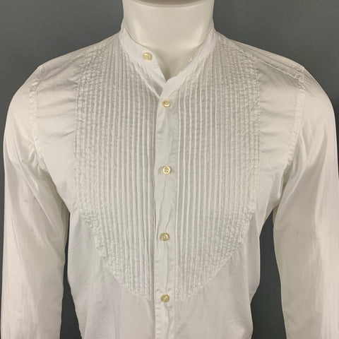 OFFICINE GENERALE Camisa de manga larga con cuello Nehru de algodón blanco Talla S