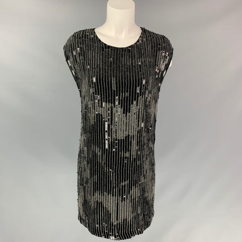 ALLSAINTS SPITALFIELDS Size 2 Black Viscose Beaded Sleeveless Dress