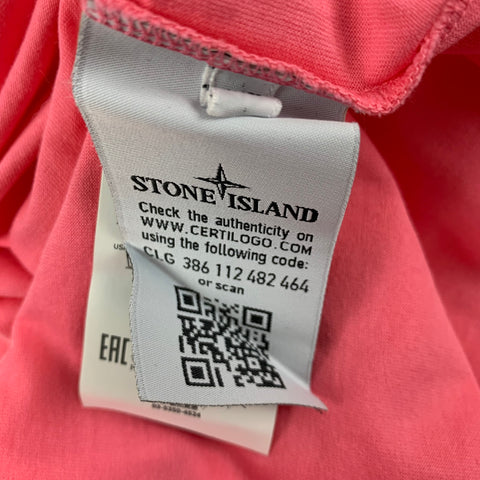 STONE ISLAND Size XL Pink Cotton Crew-Neck T-shirt