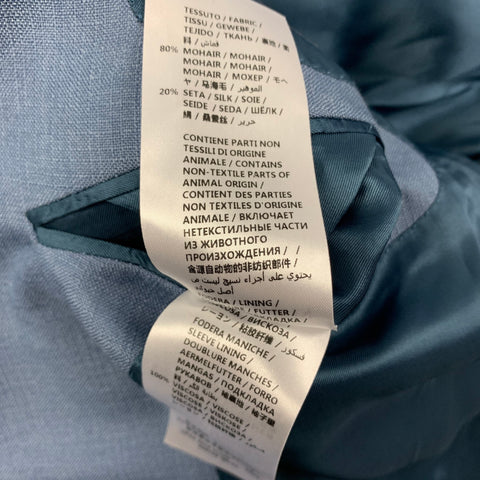ALEXANDER MCQUEEN Size 38 Blue Mohair Silk Peak Lapel Suit