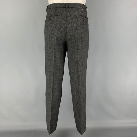 CALVIN KLEIN Size 42 Regular Grey Plaid Wool Blend Notch Lapel Suit