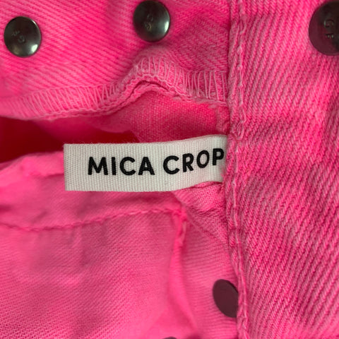 GRLFRND Vaqueros con bragueta de botones de pana de mezclilla rosa neón talla 25