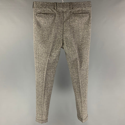 PAUL SMITH Size 32 Grey White Blue Textured Wool Nylon Zip Fly Dress Pants