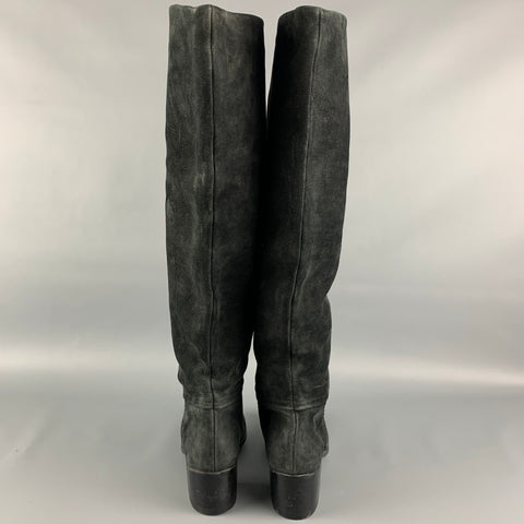 PREMIATA Size 7.5 Black Suede Knee High Boots