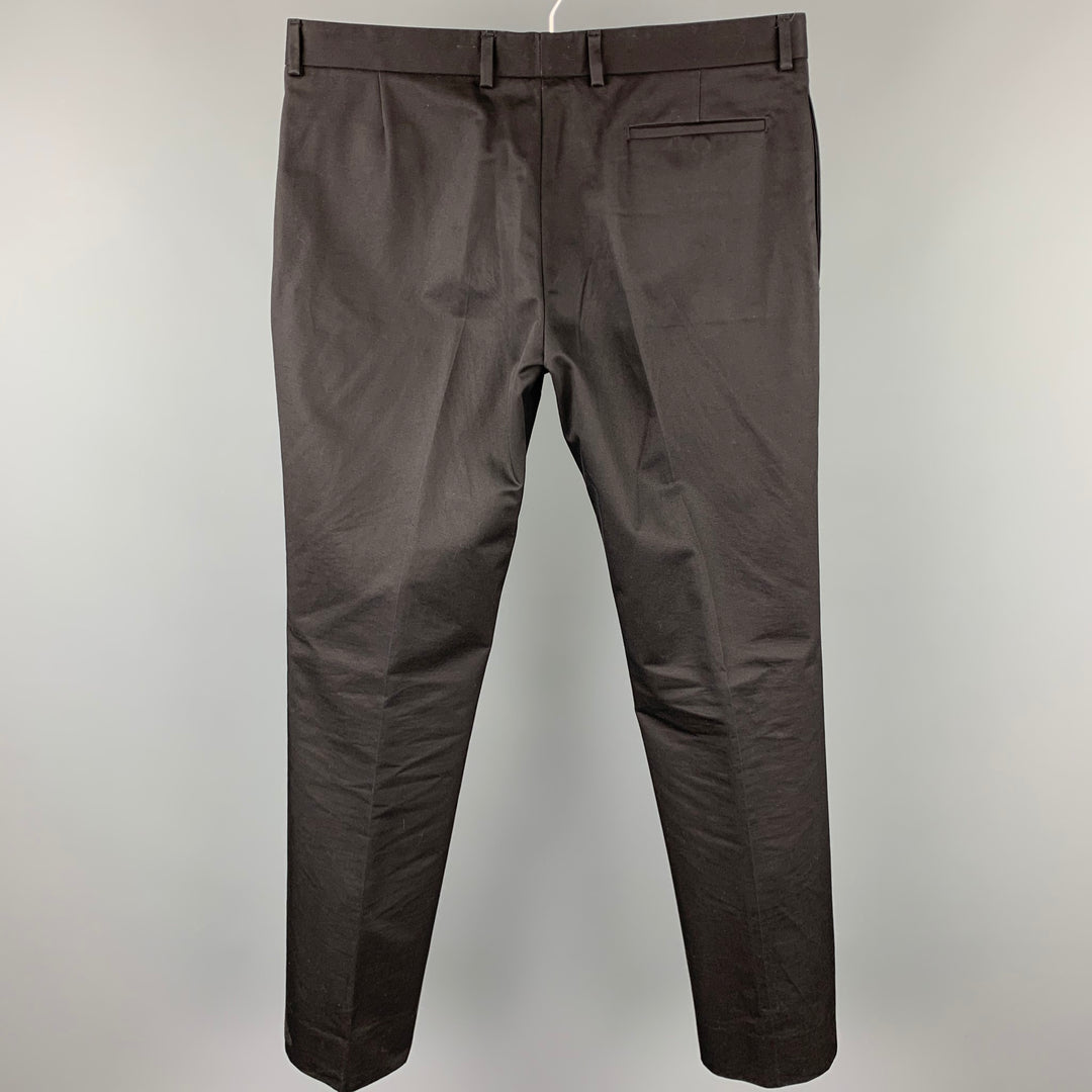 DIOR Size 34 Black Cotton Zip Fly Dress Pants