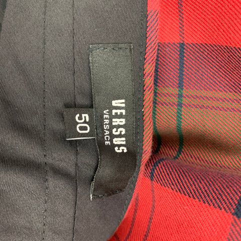 VERSUS by GIANNI VERSACE Size 34 Red Green Plaid Cotton Zip Fly Dress Pants