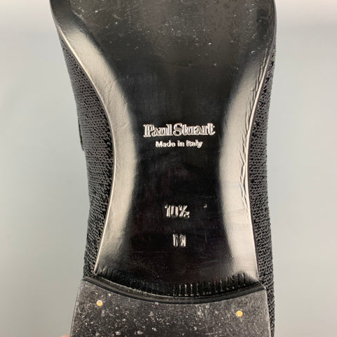 PAUL STUART Size 10.5 Black Sequined Suede Evening Loafers
