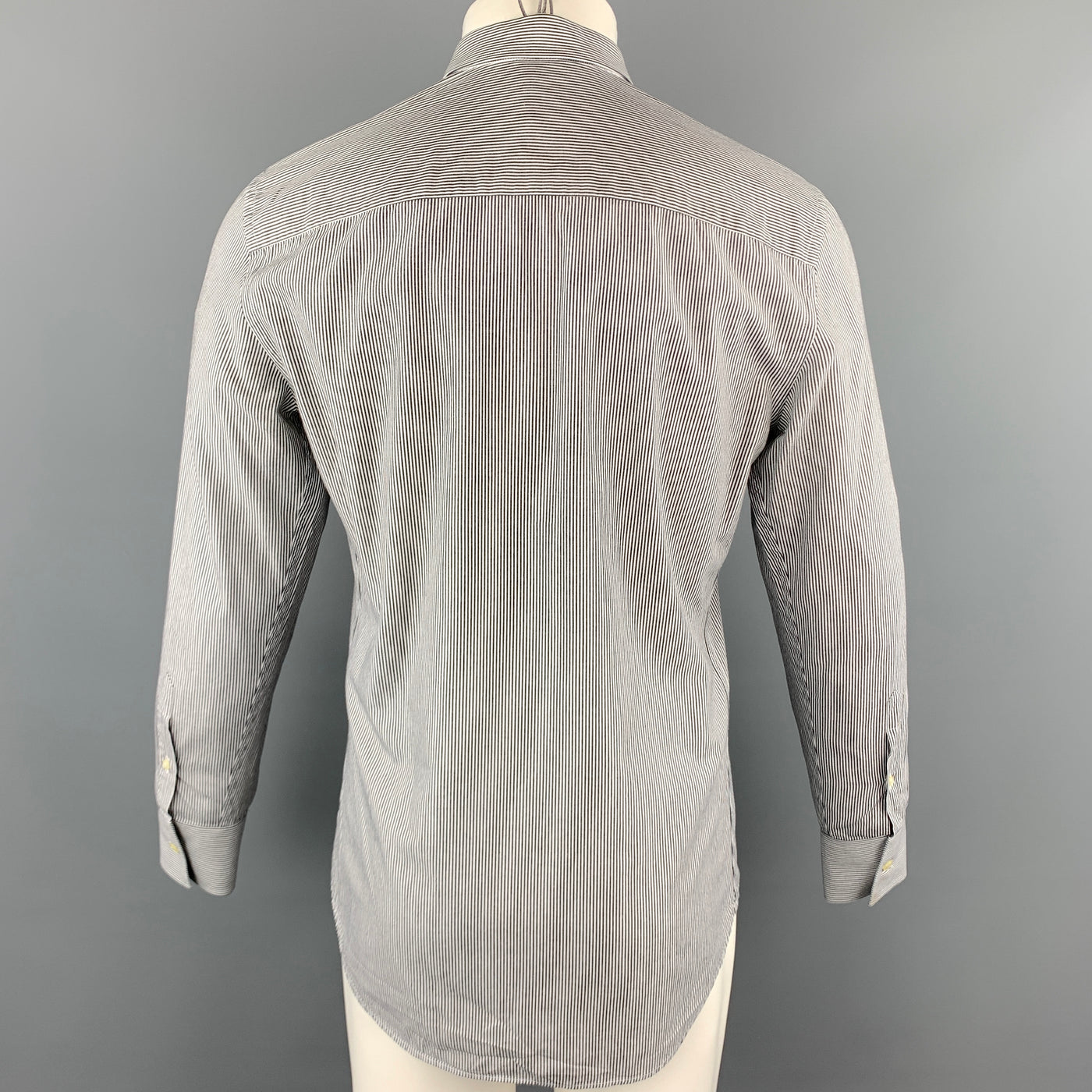 EMPORIO ARMANI Size M Stripe Black & White Cotton Button Up Long Sleeve Shirt