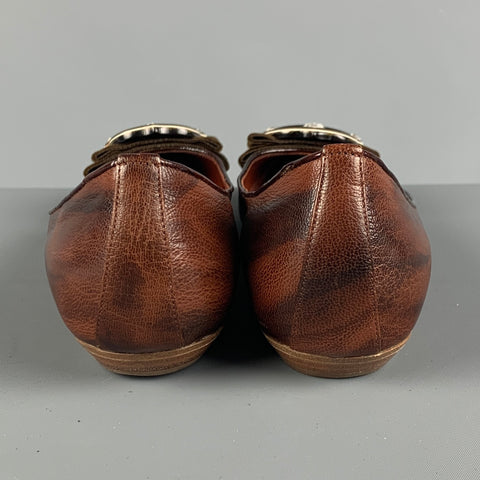 RENE CAOVILLA Size 8.5 Brown Velvet Embelished Flats