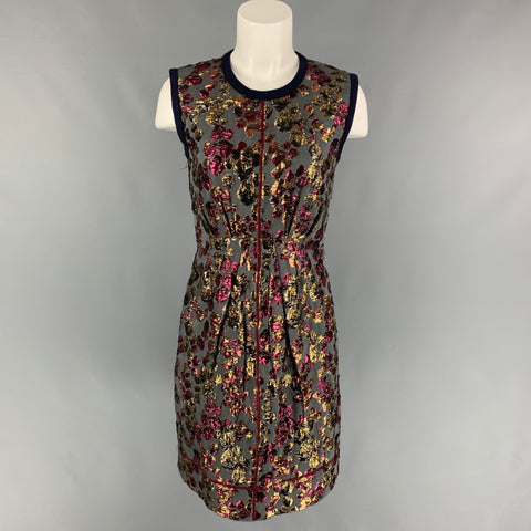MARC JACOBS Talla 4 Vestido sin mangas de mezcla de algodón frambuesa gris dorado