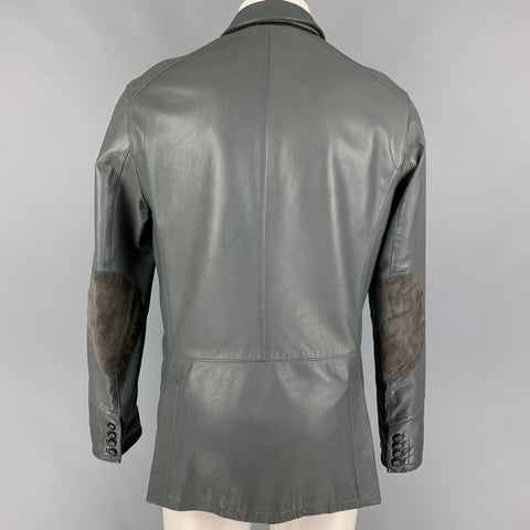 ARMANI EXCHANGE Size M Grey Leather Buttoned Jacket