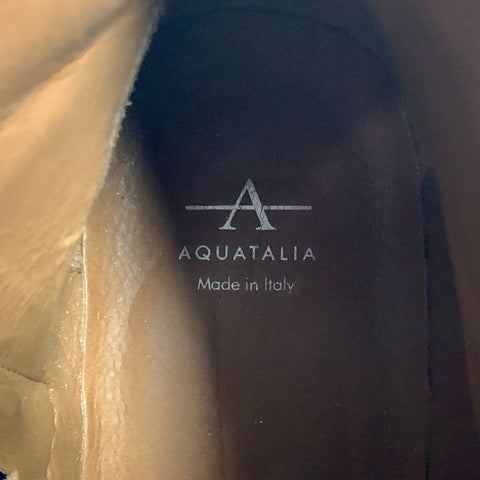 AQUATALIA Talla 10.5 Botas con cordones de cuero burdeos