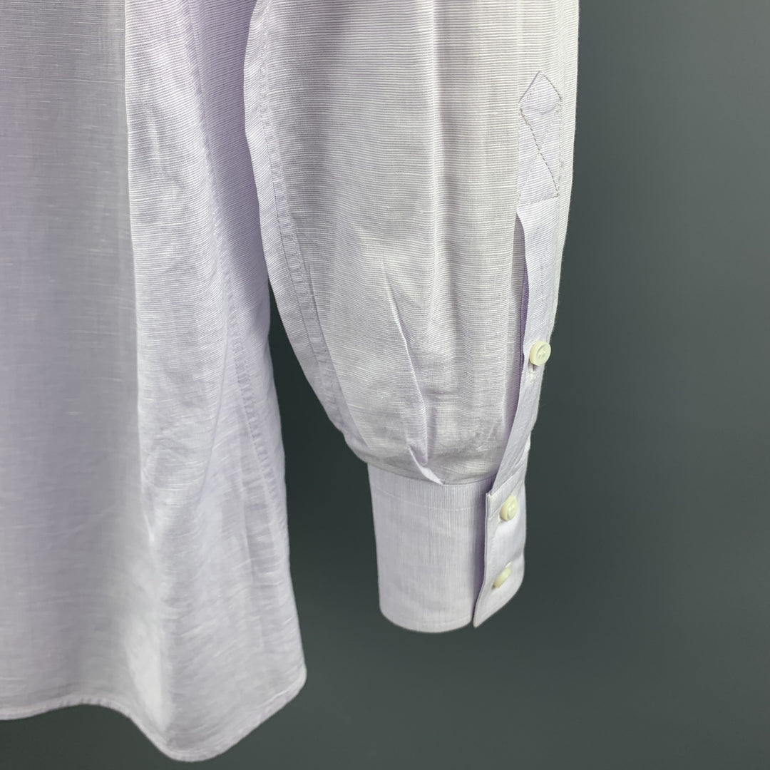 BRUNELLO CUCINELLI Size XS Lavender Textured Cotton / Linen Long Sleeve Shirt