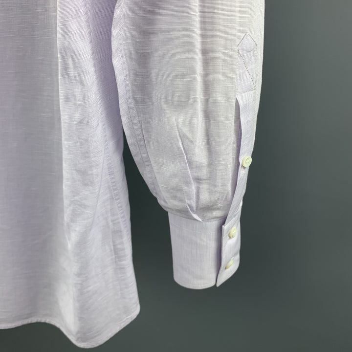 BRUNELLO CUCINELLI Talla XS Camisa de manga larga de algodón/lino con textura lavanda