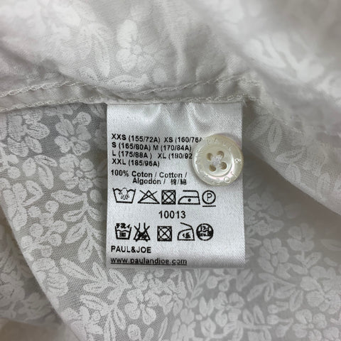 PAUL & JOE Size M White Floral Cotton Short Sleeve Shirt