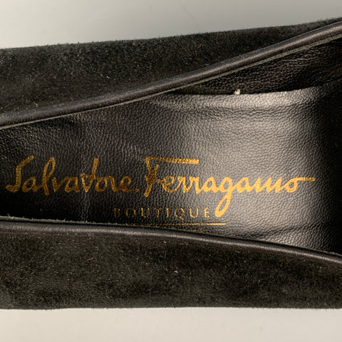 SALVATORE FERRAGAMO Size 9 Black Suede Tassels Pumps