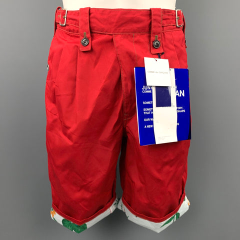 JUNYA WATANABE Size XL Red Polyester Blend Pleated Shorts