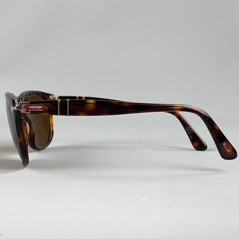 PERSOL Brown Tortoise Acetate Rectangle Sunglasses