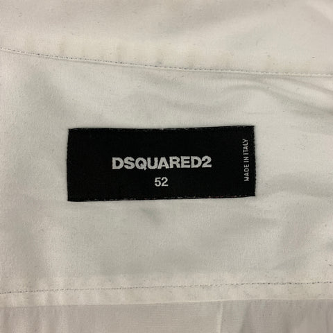 DSQUARED2 Size L White & Black Beaded Cotton Blend Long Sleeve Shirt