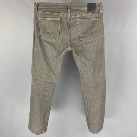 CIVILIANAIRE Size 34 Grey Contrast Stitch Selvedge Denim Jeans