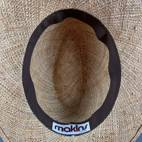 Vintage MAKINS Tan Straw Fedora Hat