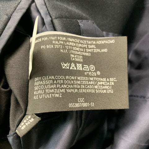 RALPH LAUREN Size 38 Navy Solid Wool Shawl Collar Sport Coat