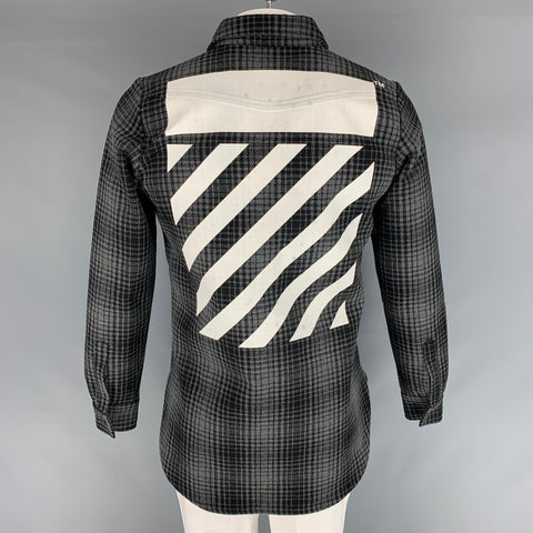OFF-WHITE Size XS Grey Black & White Checkered Wool Blend Long Sleeve Shirt
