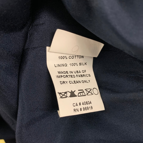 MARC JACOBS Size 6 Navy White Cotton Checkered Ruched Skirt