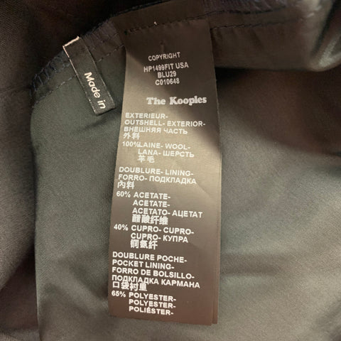 THE KOOPLES Size 32 Blue Wool Zip Fly Dress Pants