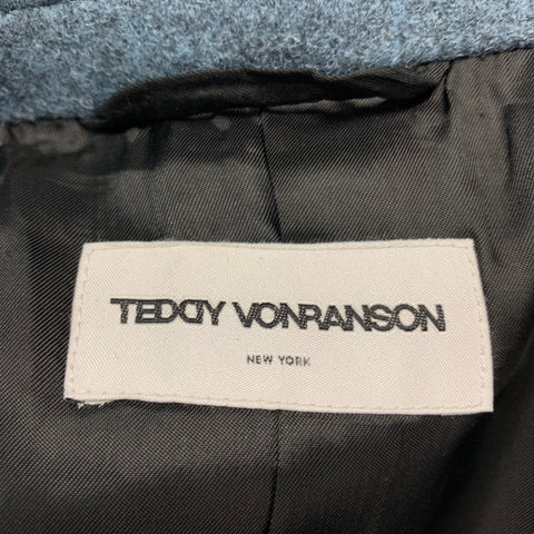 TEDDY VONRANSON Size 44 Blue Grey Heather Wool Blend Peak Lapel Sport Coat