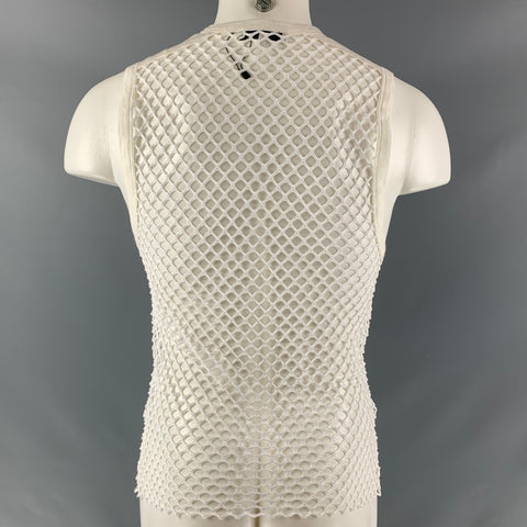 IRO Size XS White Mesh Viscose &  Elastane Crew-Neck Tank Top