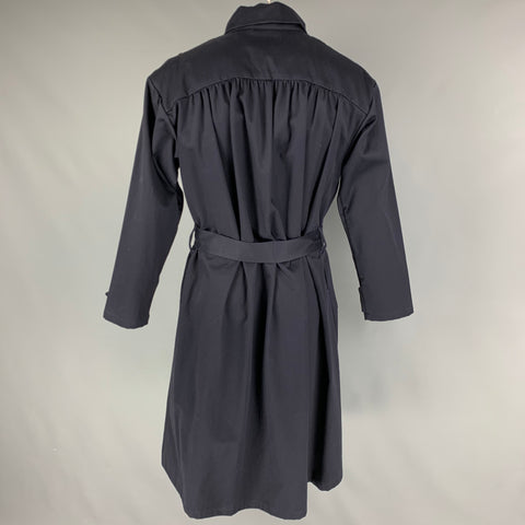 MONITALY Size M Navy Sateen Double Breasted Coat