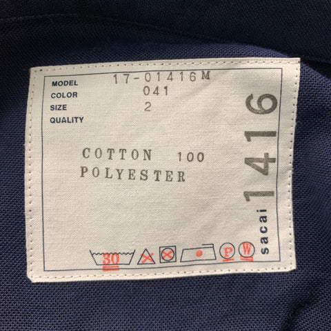 SACAI Size M Navy Solid Cotton Button Up Long Sleeve Shirt
