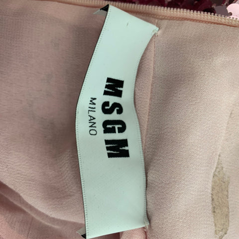 MSGM Size M Pink Viscose Sequined High Collar Dress Top