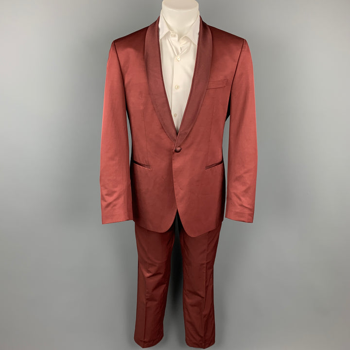 BOSS by HUGO BOSS Size 40 Regular Brick Cotton Blend Shawl Collar Suit