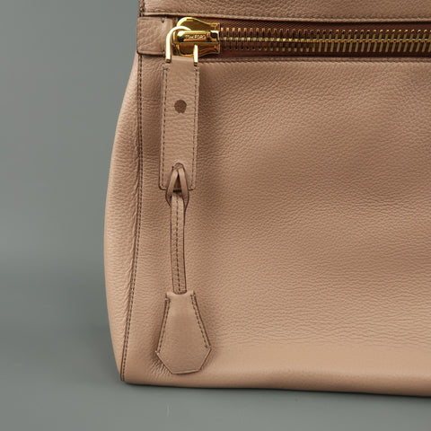 TOM FORD Nude Textured Leather Gold Padlock ALIX Clutch Handbag