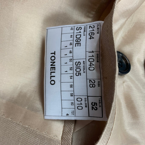 TONELLO Size 42 Gold Textured Silk Notch Lapel Suit