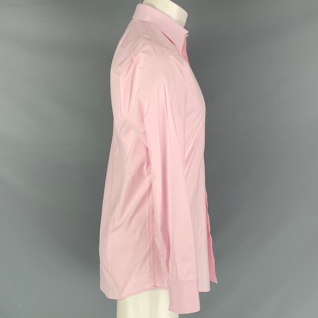 PINK Camisa de manga larga con botones de algodón liso rosa talla M