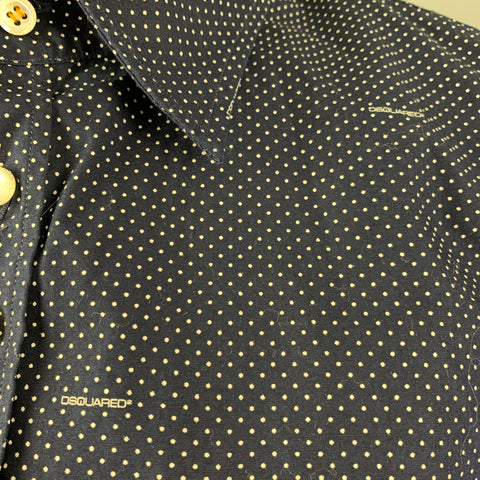 DSQUARED2 Size 4 Navy & White Cotton Polka Dot Cap Sleeves Casual Top