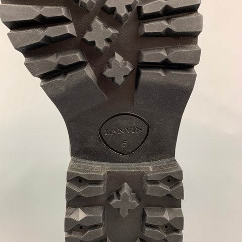 LANVIN Taille 7 Bottes à lacets en daim charbon de bois