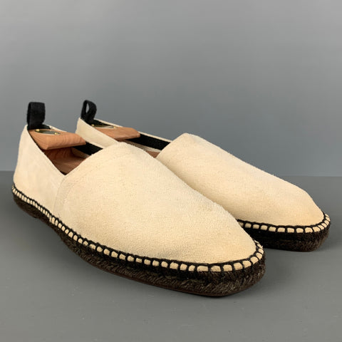 TOM FORD Size 11 Beige Solid Leather Espadrille Loafers