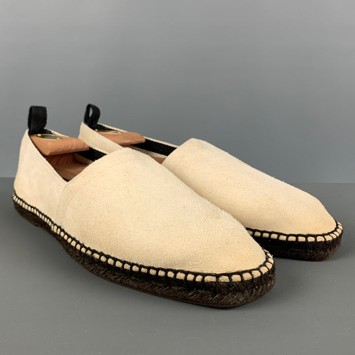 TOM FORD Size 11 Beige Solid Leather Espadrille Loafers
