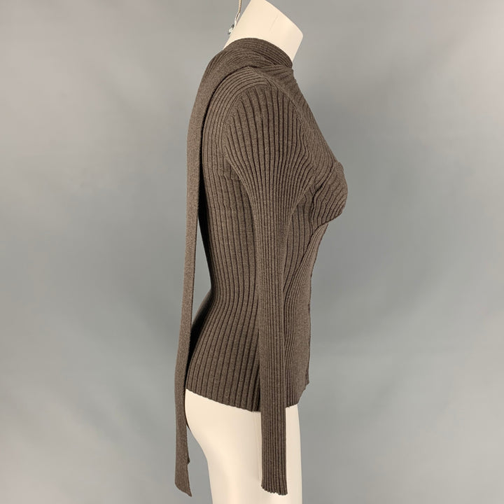 Vintage JEAN PAUL GAULTIER Size M Taupe Ribbed Knit Wool Sweater