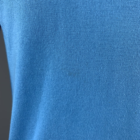 PRADA Taille XS Aqua Cotton Crew-neck White Trim Pull Pull