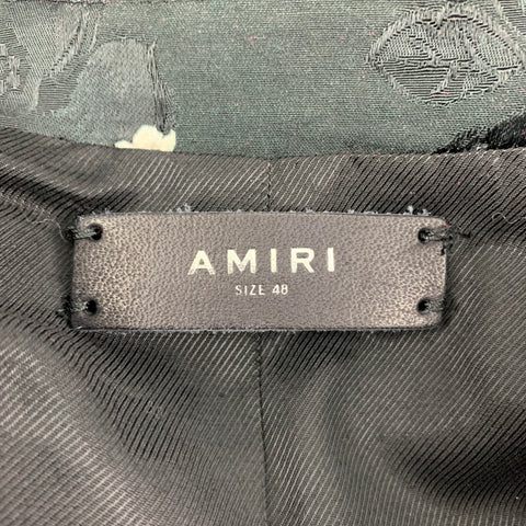 AMIRI Size 38 Black Jacquard Viscose Wool Peak Lapel Sport Coat