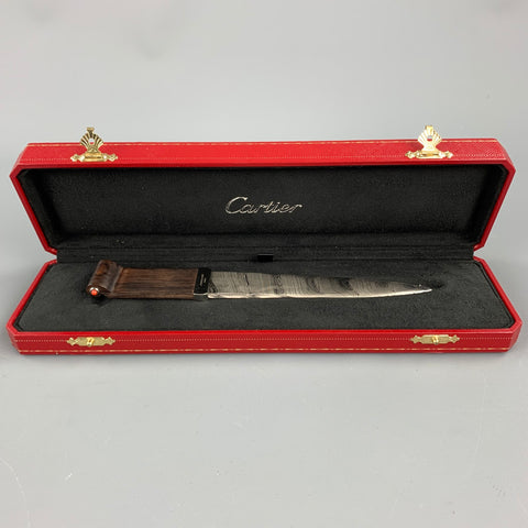 CARTIER Ouvre-lettre en acier Damas en édition limitée, bois de grenaille et corail